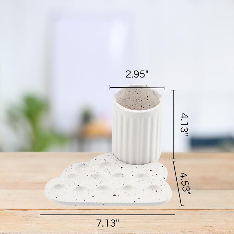 Gute Painter's Cup & Palette Set for Painters & Artists Lovers - Round Cloud Paint Tray, & Palette with Water Cup & Clever Cutout for Brush Painters, Painter Gift for Artists, Student Oil Watercolor Craft - Image 5